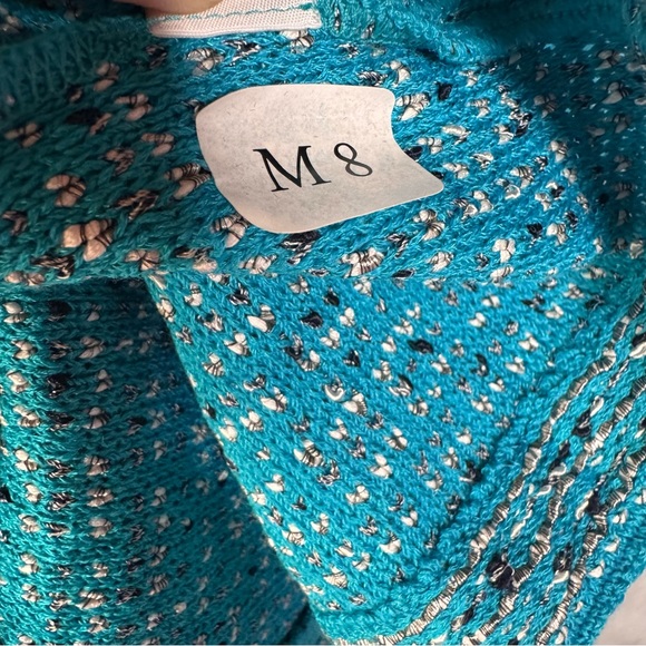 St. John Blue with Tag Luxe Shimmer Metallic Knit A-line Cocktail Dress - 10 - Picture 10 of 12